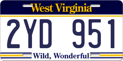 WV license plate 2YD951