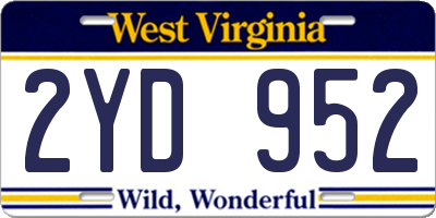 WV license plate 2YD952