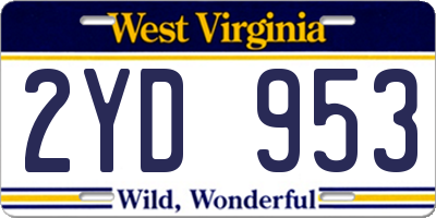 WV license plate 2YD953