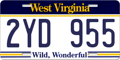 WV license plate 2YD955