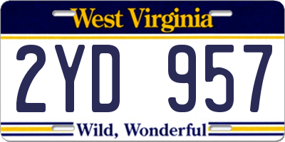 WV license plate 2YD957