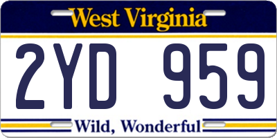 WV license plate 2YD959