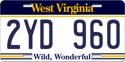 WV license plate 2YD960