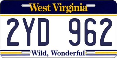 WV license plate 2YD962