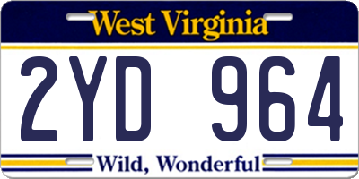 WV license plate 2YD964