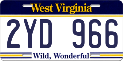 WV license plate 2YD966