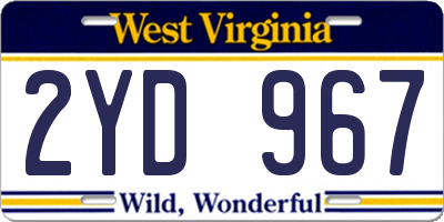 WV license plate 2YD967