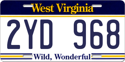 WV license plate 2YD968