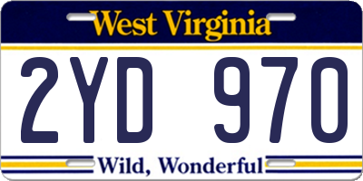 WV license plate 2YD970