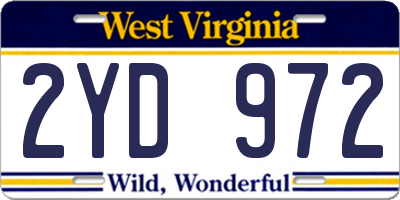 WV license plate 2YD972
