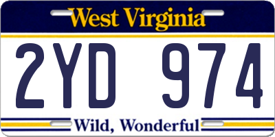 WV license plate 2YD974