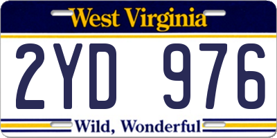 WV license plate 2YD976