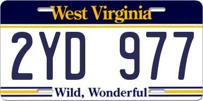 WV license plate 2YD977