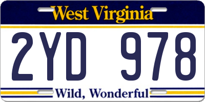 WV license plate 2YD978