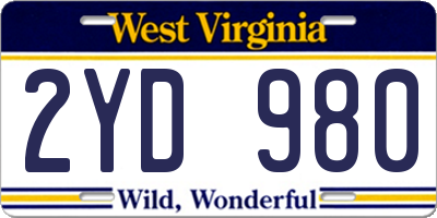 WV license plate 2YD980