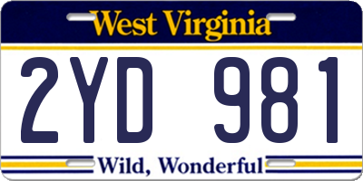 WV license plate 2YD981