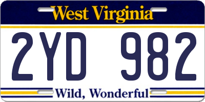 WV license plate 2YD982