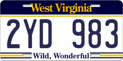 WV license plate 2YD983