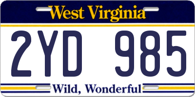 WV license plate 2YD985