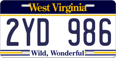 WV license plate 2YD986