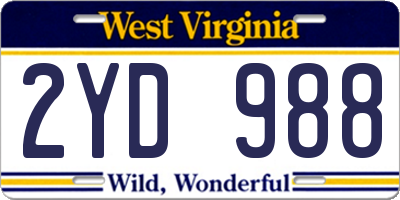 WV license plate 2YD988