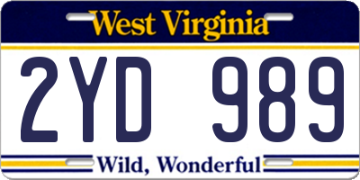 WV license plate 2YD989