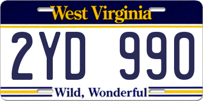 WV license plate 2YD990