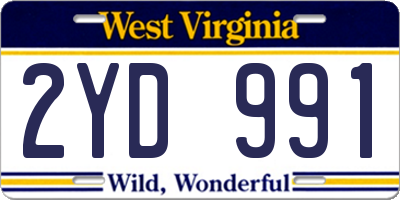 WV license plate 2YD991