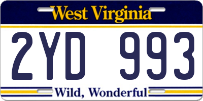 WV license plate 2YD993