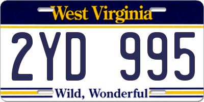 WV license plate 2YD995