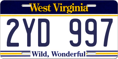 WV license plate 2YD997