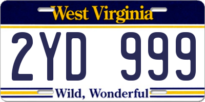 WV license plate 2YD999
