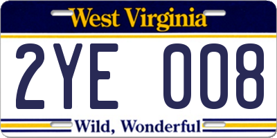WV license plate 2YE008