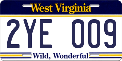 WV license plate 2YE009