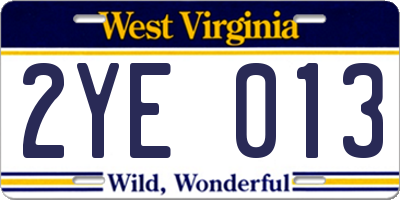 WV license plate 2YE013