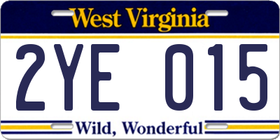 WV license plate 2YE015
