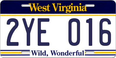 WV license plate 2YE016