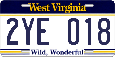 WV license plate 2YE018