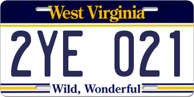 WV license plate 2YE021
