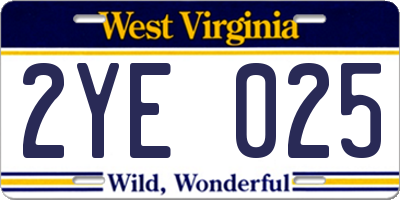 WV license plate 2YE025