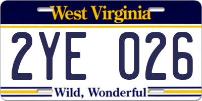 WV license plate 2YE026