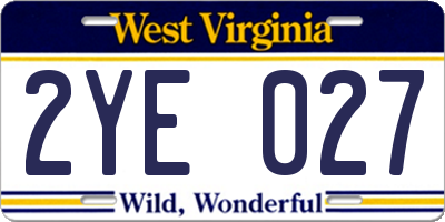 WV license plate 2YE027