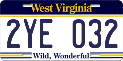 WV license plate 2YE032