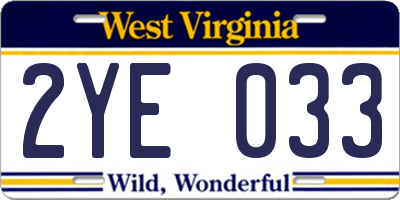 WV license plate 2YE033