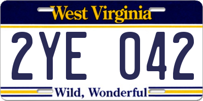 WV license plate 2YE042