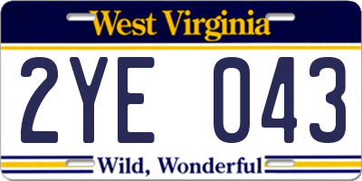 WV license plate 2YE043