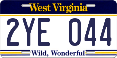 WV license plate 2YE044