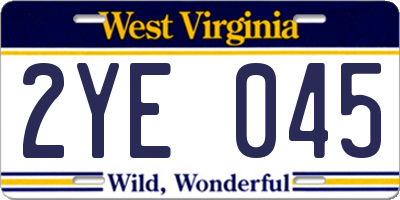 WV license plate 2YE045