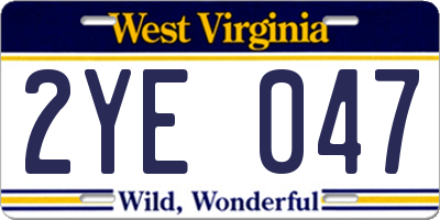 WV license plate 2YE047