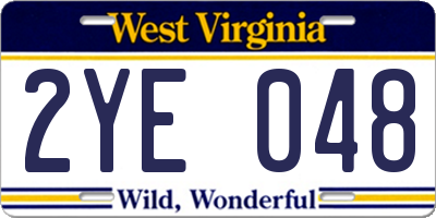 WV license plate 2YE048